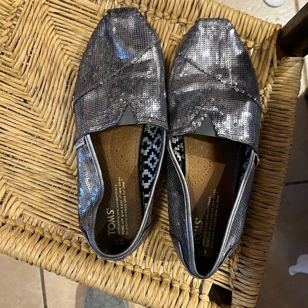Gray Sequin Toms